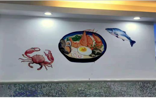 龙州海鲜面馆彩绘